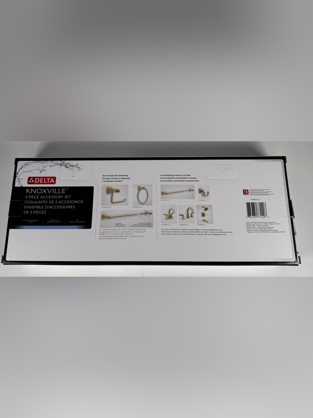 Delta SPR63-CZ Knoxville 3-Piece Bathroom Accessory Kit Champagne Bronze Finish - Picture 2 of 3